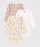 Set van 3 katoenen babybody's met lange mouwen met bloemenprint variante 1