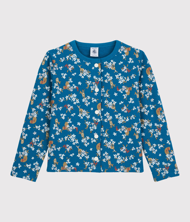 Meisjescardigan van molton blauw/multicouleur