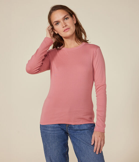 Tee-shirt L'ICONIQUE col rond en coton Femme rose ROSEWOOD
