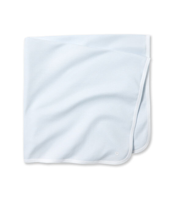 Drap bébé rayé milleraies bleu FRAICHEUR/blanc ECUME