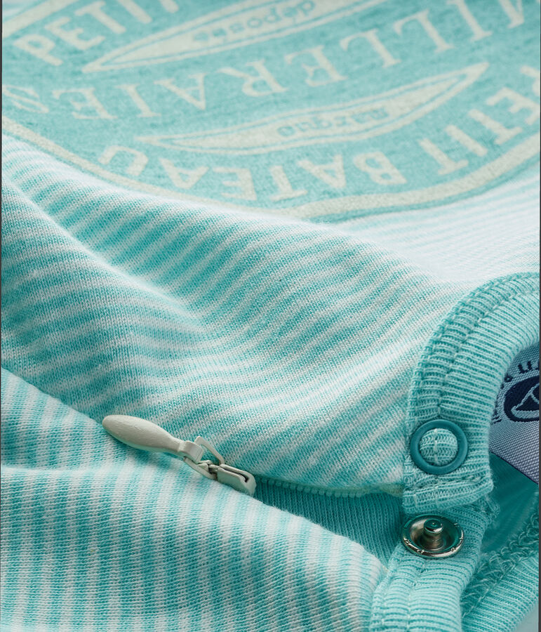 Slaappakje zonder voetjes van ribstof blauw/wit