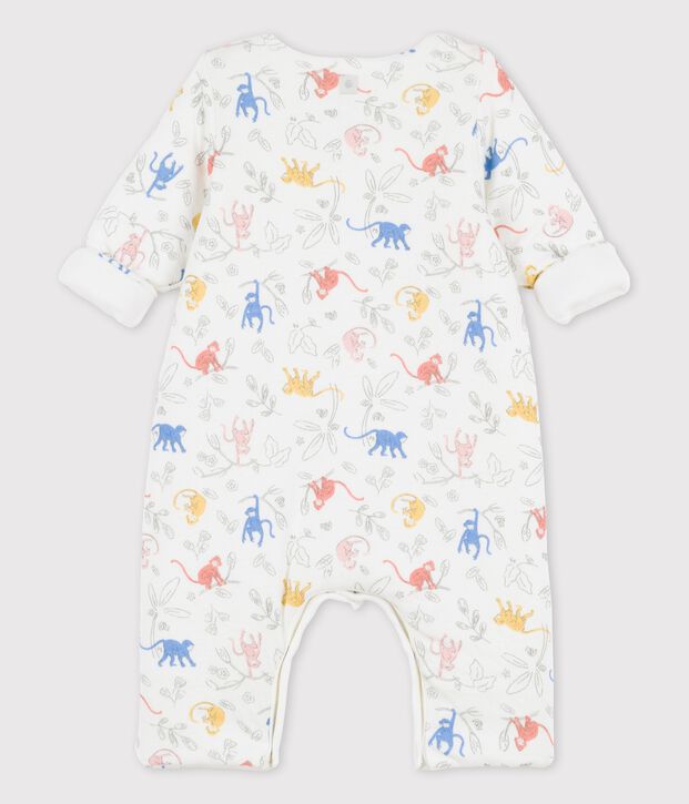 Combinaison longue imprim&eacute;e en tubique bio b&eacute;b&eacute; blanc/multicouleur