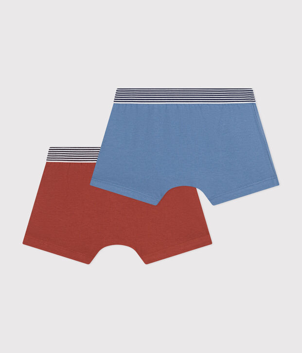Lot de 2 boxers en coton et &eacute;lasthanne enfant multicouleur