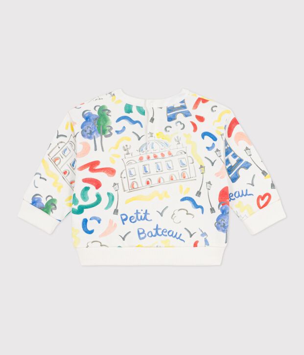 Katoenen sweatshirt met Op&eacute;ra van Parijs-print voor baby's wit/multicouleur
