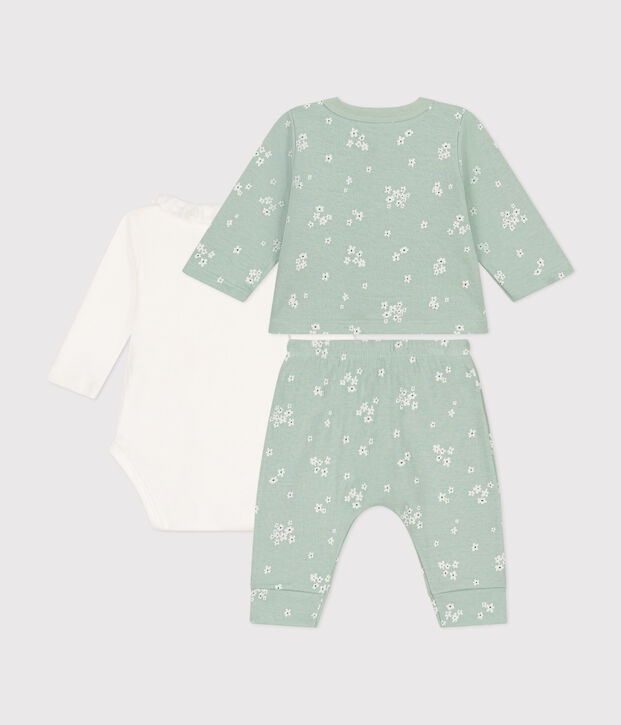 Ensemble 3 pi&egrave;ce en tubique b&eacute;b&eacute; vert/multicouleur