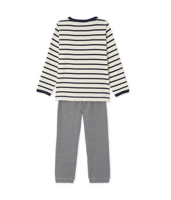 Driedelige jongenspyjama beige COQUILLE/blauw SMOKING