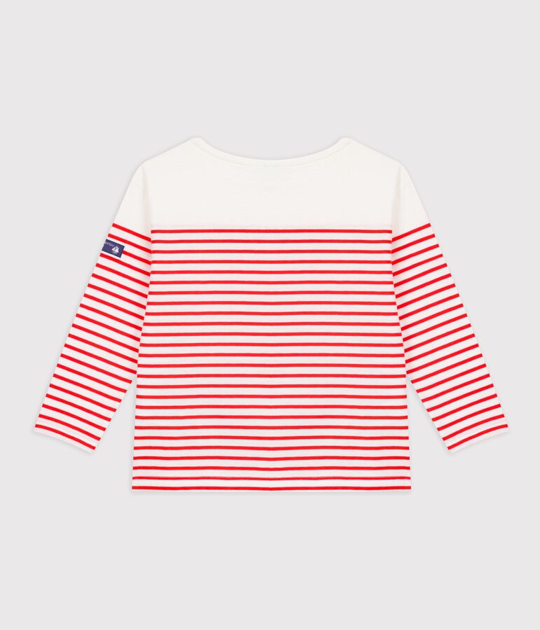 Katoenen gestreept marineshirt voor kinderen wit/rood