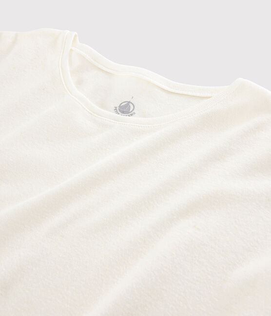T-shirt en coton/lin uni Femme blanc MARSHMALLOW