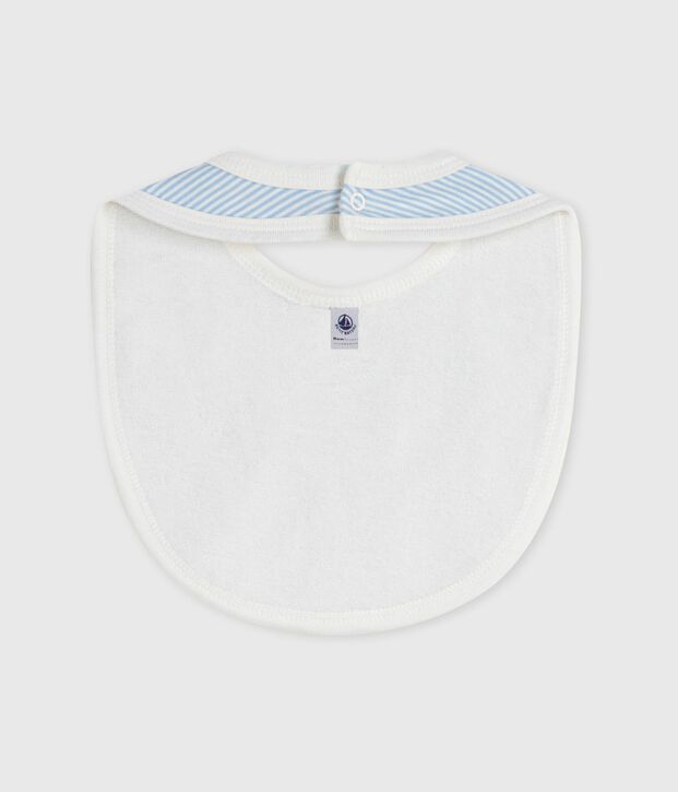Katoenen babyslabbetje met strepen blauw/wit