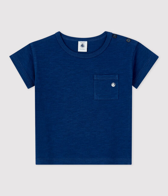 Effen T-shirt met korte mouwen in jerseystof voor baby's blauw MEDIEVAL