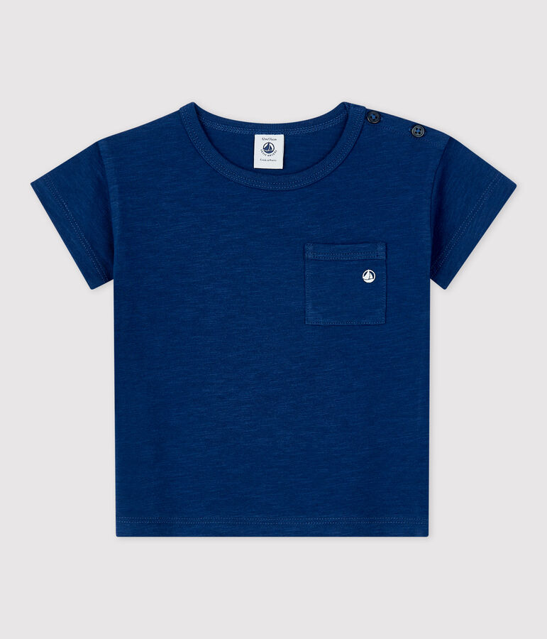 Tee-shirt manches courtes uni en jersey b&eacute;b&eacute; bleu