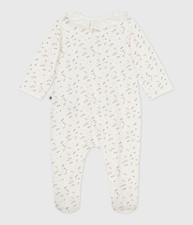 Fluwelen babypyjama met print wit/multicouleur
