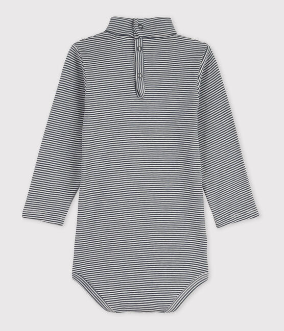 Body manches longues bébé rayé col roulé en coton DUCKY/ MARSHMALLOW