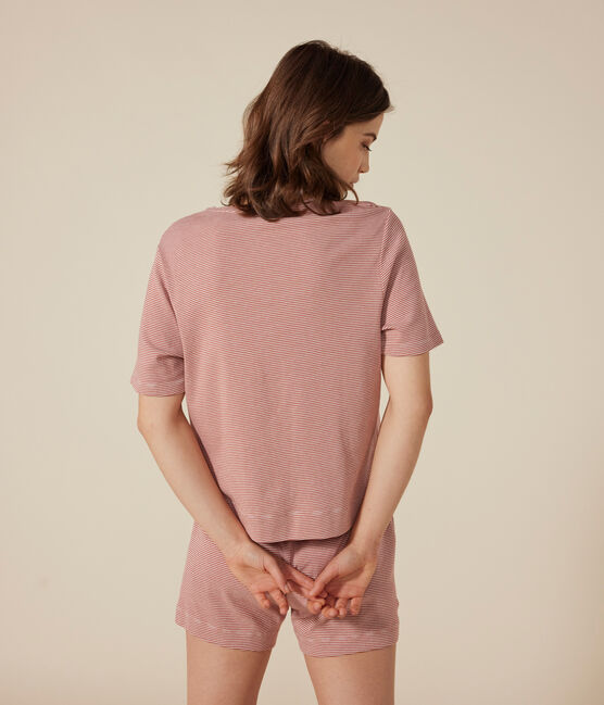 Pyjama short et tee-shirt en coton rayé femme FAMEUX/ MARSHMALLOW