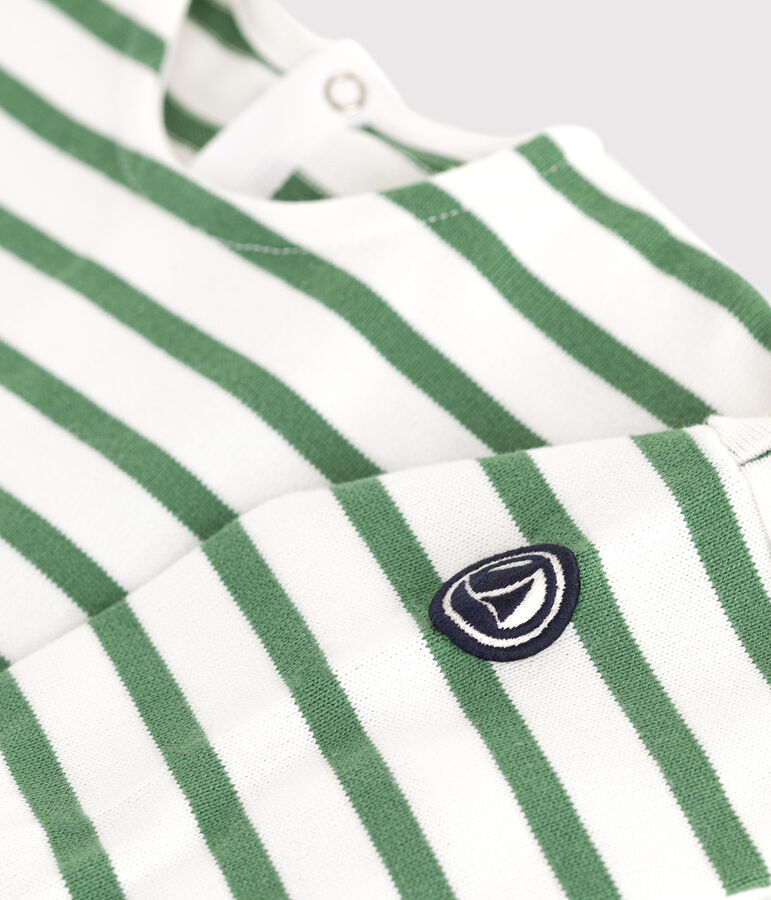 Marini&egrave;re b&eacute;b&eacute; en coton &eacute;pais blanc/vert