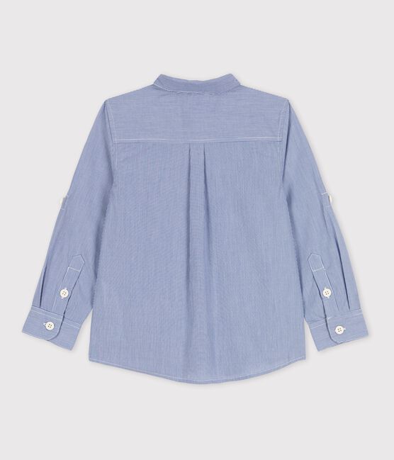Popeline jongens shirt blauw BLEU/wit BLANC
