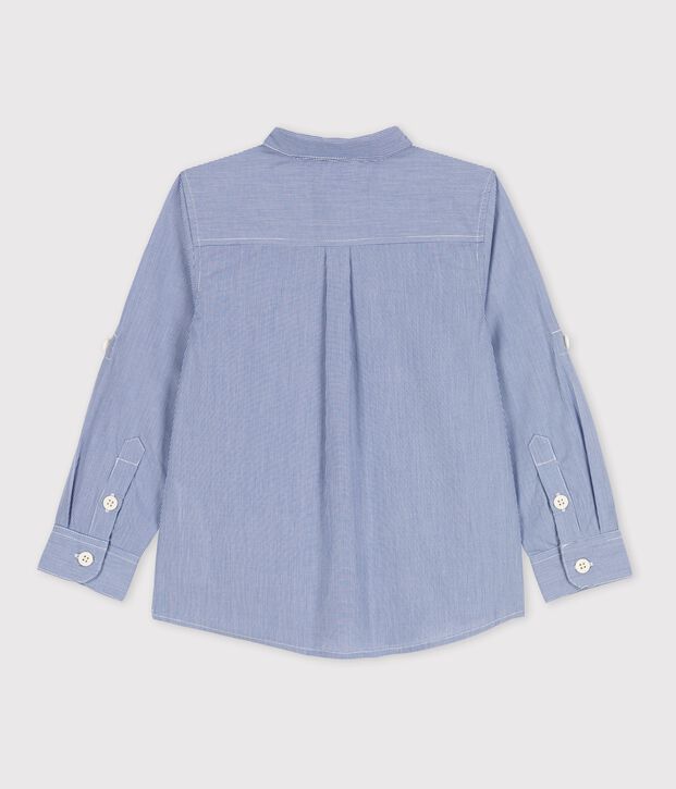 Chemise en popeline enfant gar&ccedil;on bleu/blanc