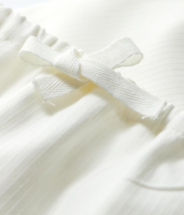 Pantalon blanc b&eacute;b&eacute; en popeline de coton biologique blanc