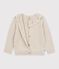 Cardigan enfant en laine et coton uni beige chin&eacute;