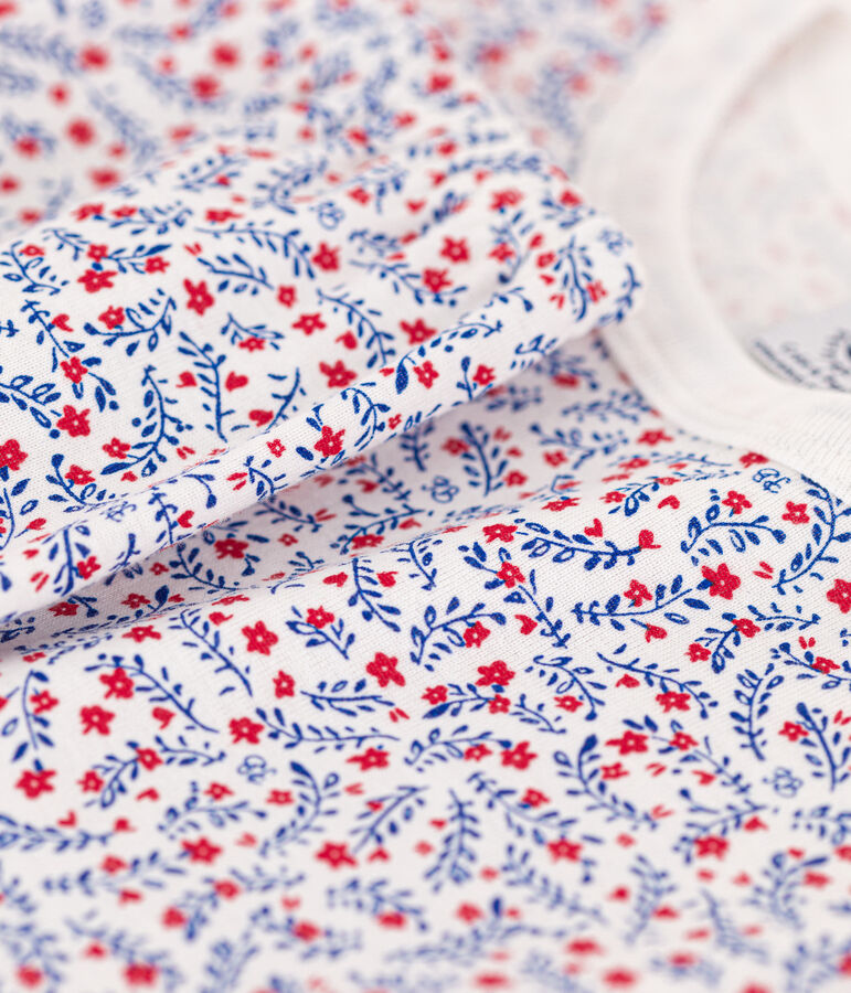 Meisjespyjama met bloemenprint in katoen wit/multicouleur