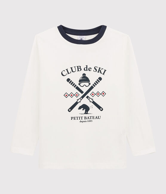 Tee-shirt sérigraphié enfant garçon blanc MARSHMALLOW