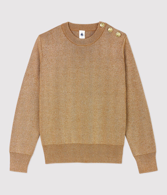 Goudkleurige katoenen marine pull Dames bruin BRINDILLE/geel DORE