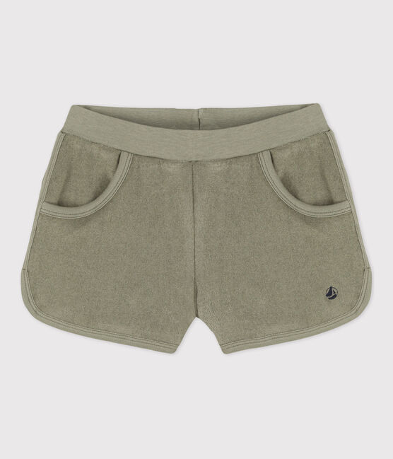 Meisjesshort in bouclébadstof groen MARECAGE