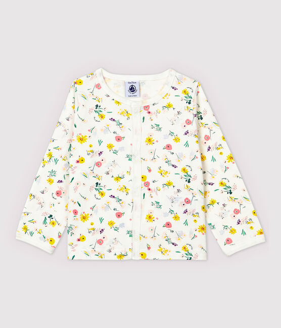 Cardigan en coton bébé fille. blanc MARSHMALLOW/blanc MULTICO
