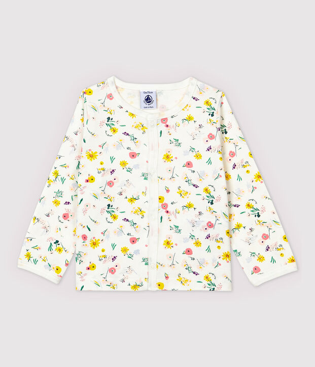 Cardigan en coton b&eacute;b&eacute; fille. blanc/multicouleur