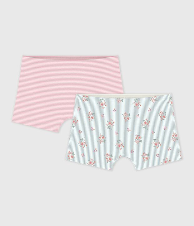 Lot de shorties enfant en coton long imprim&eacute; fleuri multicouleur