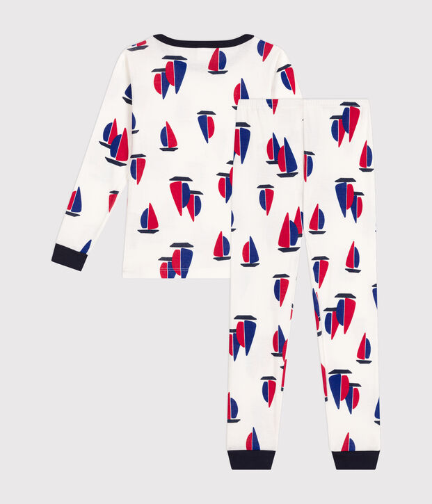 Pyjama ajust&eacute; en coton imprim&eacute; bateaux enfant blanc/multicouleur