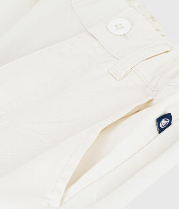 Korte kinderbermuda van effen katoen wit