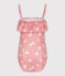 Eendelig badpak met bloemenprint voor kinderen roze CHARME/wit MARSHMALLOW