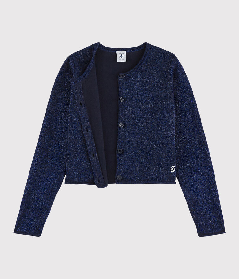 Cardigan in katoen meisjes kinderen blauw SMOKING BRILLANT