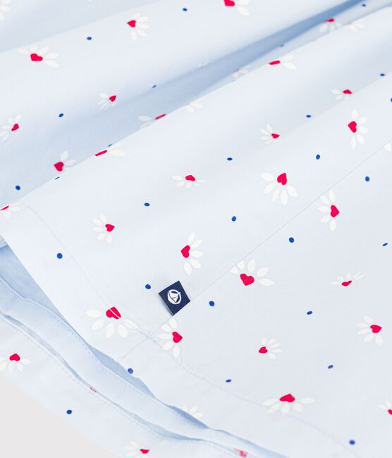 Mouwloos katoenen jurkje voor kinderen blauw FRAICHEUR/wit MULTICO
