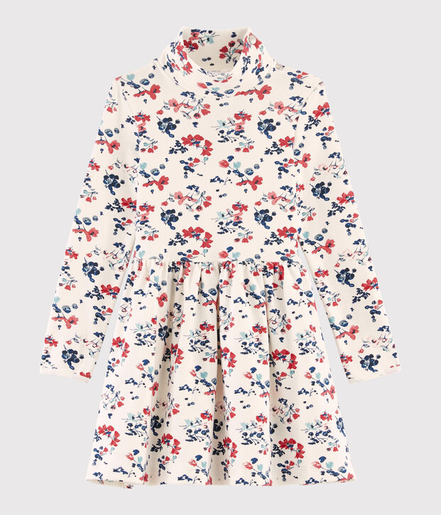 Robe manches longues enfant fille blanc/multicouleur