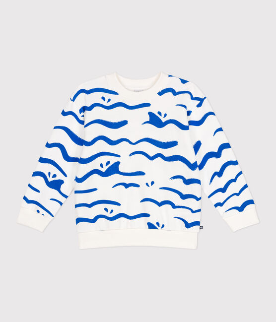 Katoenen sweatshirt met print voor kinderen wit MARSHMALLOW/wit MULTICO