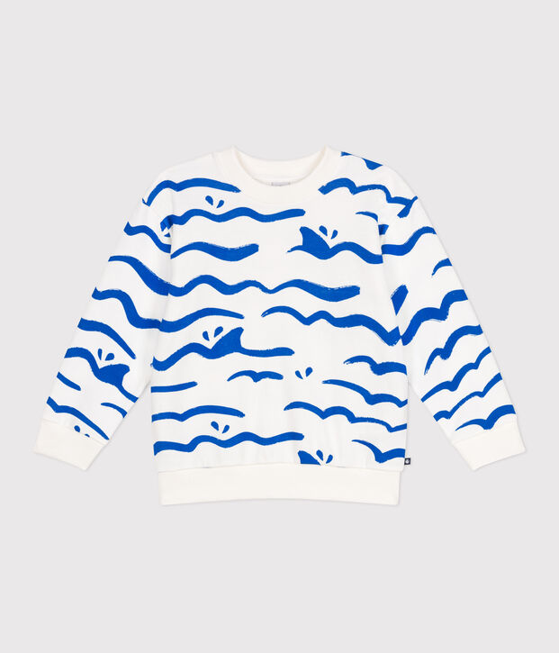 Sweatshirt enfant en coton imprim&eacute; blanc/multicouleur