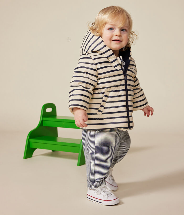 Donsjasje van PU voor baby's ecru/blauw