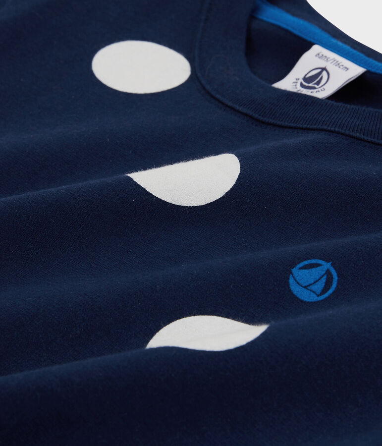 T-shirt met korte mouwen in katoen voor jongens blauw MEDIEVAL/wit MARSHMALLOW