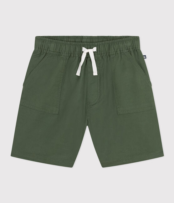 Katoenen en linnen keperstofshort voor kinderen groen CROCO