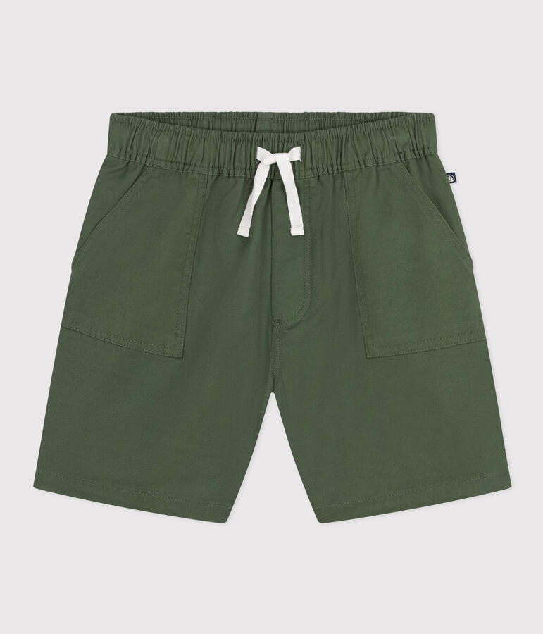 Short en twill de coton et lin enfant vert CROCO
