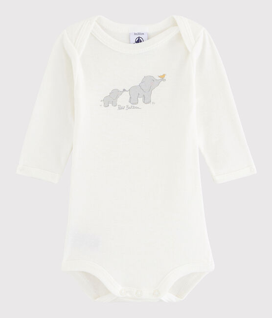 Rompertje met lange mouwen babymeisje - babyjongen wit LAIT