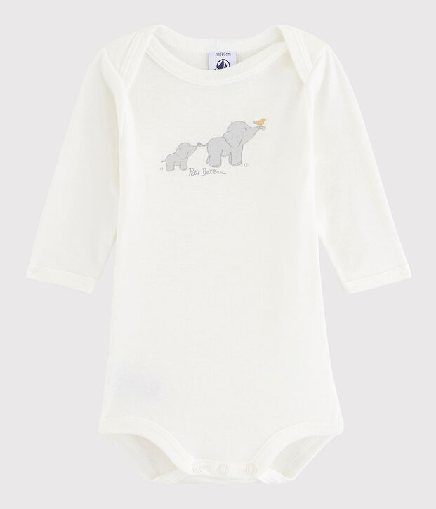 Rompertje met lange mouwen babymeisje - babyjongen wit