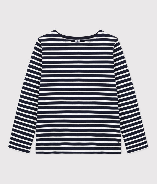 Katoenen marinetrui voor dames blauw/wit