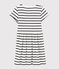 Robe manches courtes en coton bio enfant fille blanc MARSHMALLOW/bleu SMOKING