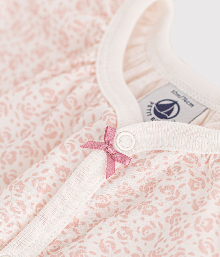 Kort katoenen pakje met bloemenprint voor baby's wit/roze