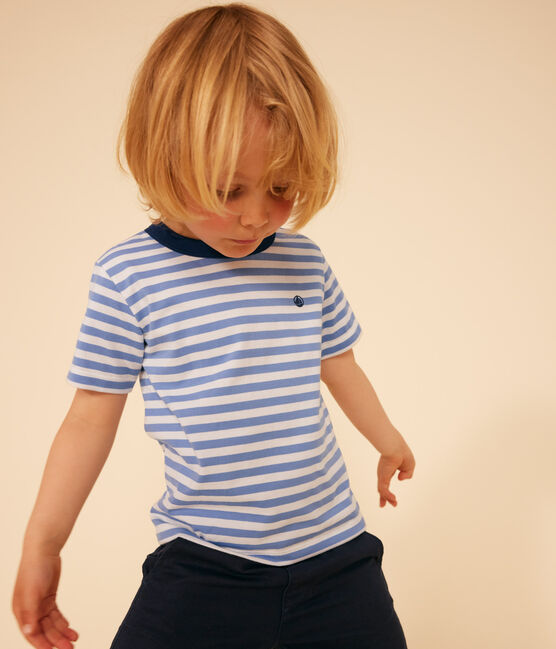 Gestreept T-shirt van lichte jersey voor jongens GAULOISE/ MARSHMALLOW