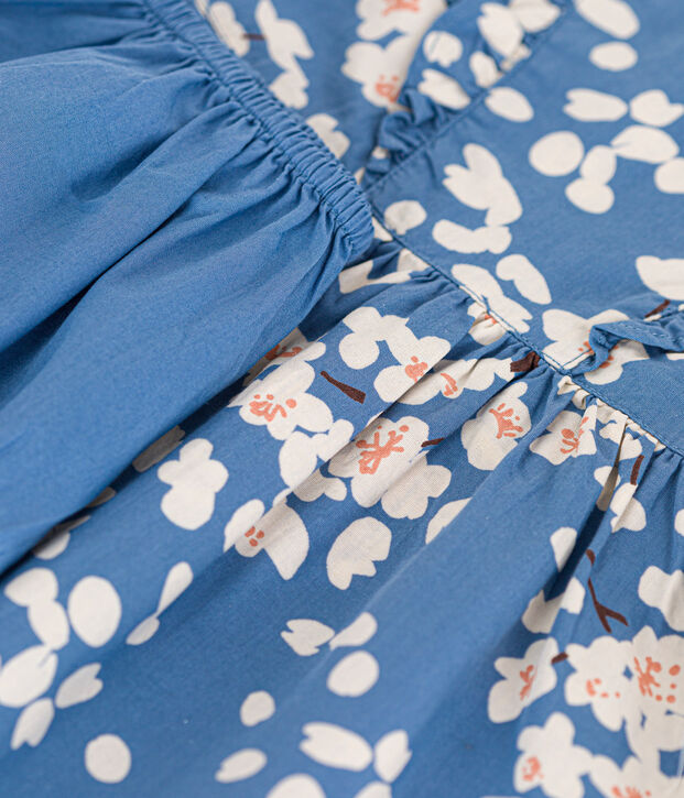 Poplin jurkje met korte mouw en bloomer voor baby's blauw/multicouleur