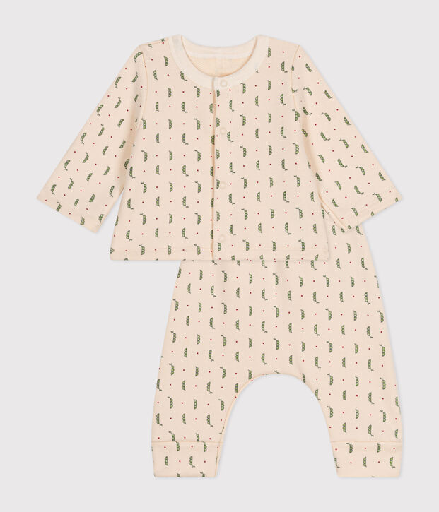 Tweedelige set van fleece voor baby's ecru/multicouleur